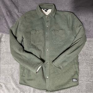 Men’s Large Eddie Bauer Sherpa Fleece Button Down Olive Green